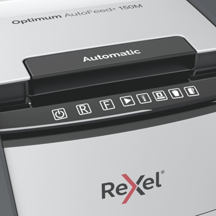 Distruggidocumenti automatico Rexel AutoFeed+ 150M, P-5, microtaglio (2x15 mm), 150 fogli, cestino da 44 litri