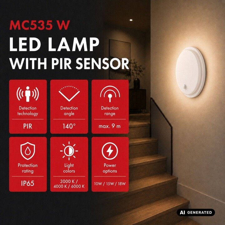 Lampada a LED con sensore di movimento PIR MCE535 W