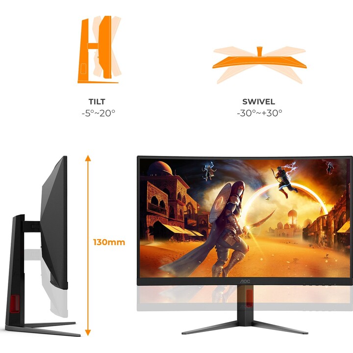 Monitor curvo VA da 27 pollici CQ27G4Z2 260Hz con 2 porte HDMI e DisplayPort.
