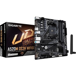 Placa base|GIGABYTE|AMD A520|Socket AM4|micro ATX|RAM DDR4-SDRAM|4 ranuras|Wi-Fi Sí|Bluetooth Sí|1 ranura M.2 (M)|A520MDS3HWF6E
