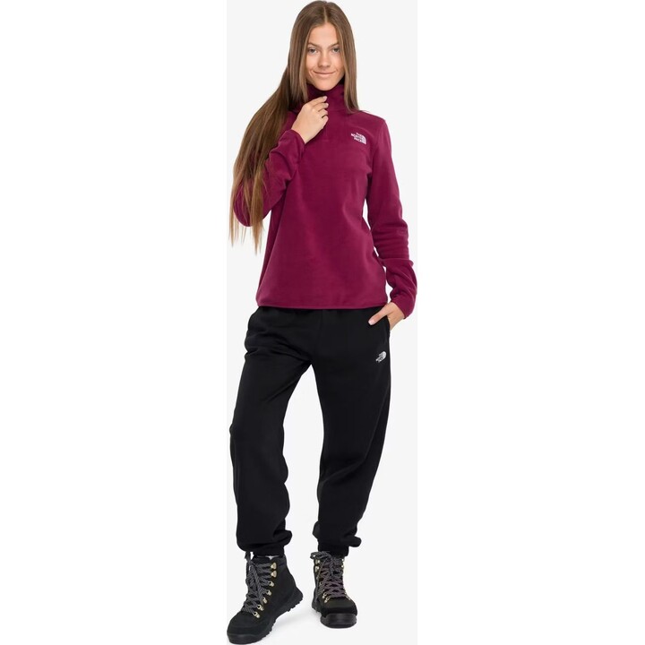 The North Face 749436 Forro polar Glacier con cremallera de 1/4 para mujer, color burdeos intenso, talla M
