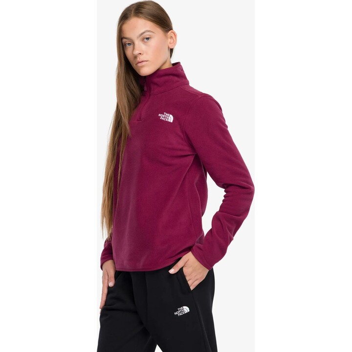 The North Face 749440 Forro polar Glacier con cremallera de 1/4 para mujer, color burdeos intenso, talla S