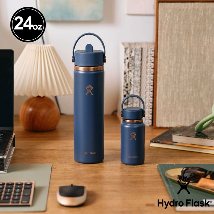 Botella Hydro Flask LE26-W24-1003 con tapón flexible ancho para pajita, 710 ml (24 oz), azul marino