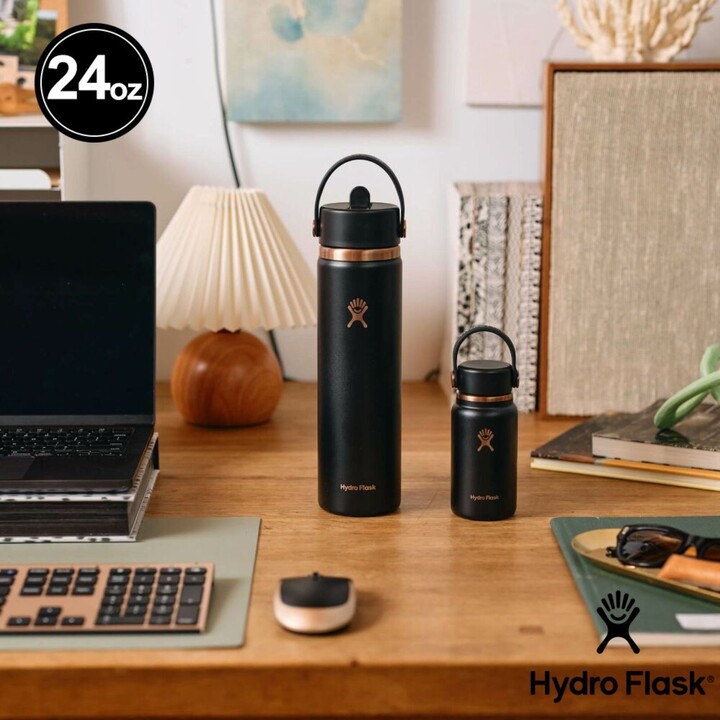 Botella Hydro Flask LE26-W24-1000 con tapón flexible ancho para pajita, 710 ml, 24 oz, negra