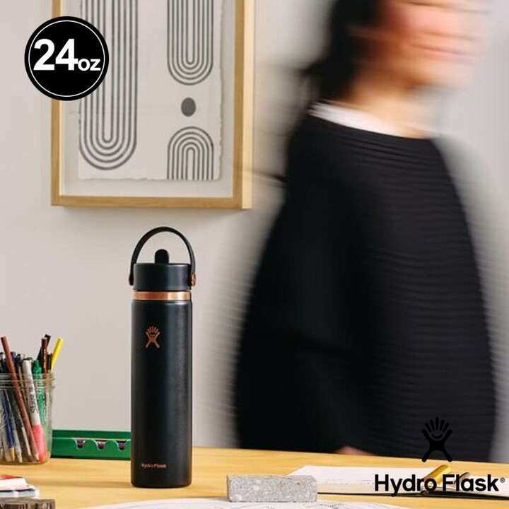 Botella Hydro Flask LE26-W24-1000 con tapón flexible ancho para pajita, 710 ml, 24 oz, negra