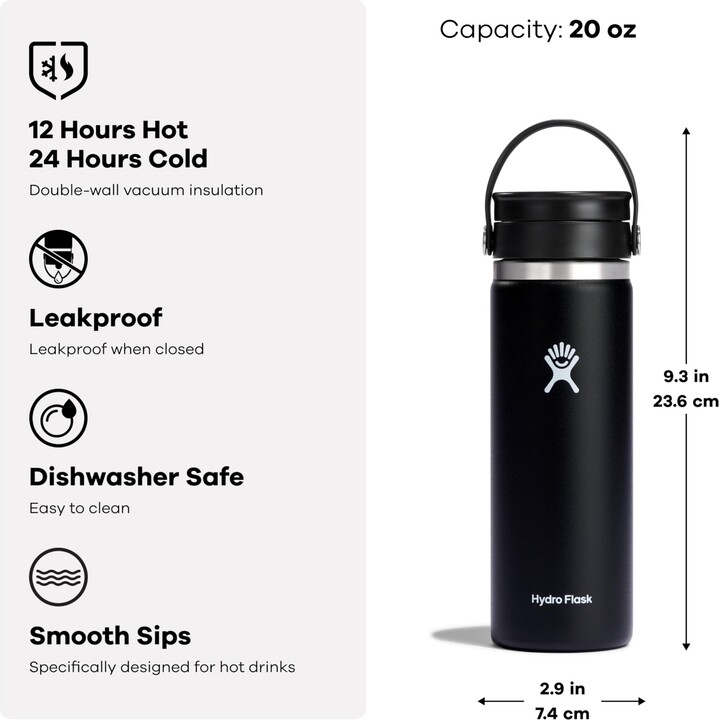 Botella Hydro Flask 727395 con tapón flexible y boca ancha, 591 ml (20 oz), color menta