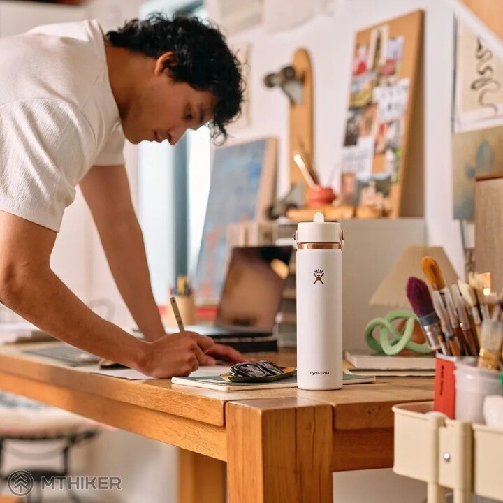 Botella Hydro Flask LE26-W24-1002 con tapón flexible ancho para pajita, 710 ml (24 oz), color blanco