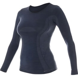 Brubeck LS11610 Merino-Thermoshirt mit langen Ärmeln für Damen, Schwarz, XL