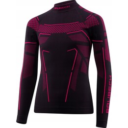 Camisa térmica de manga larga para niños Brubeck Thermo Junior LS1612J, negro/fucsia, 128–134 cm