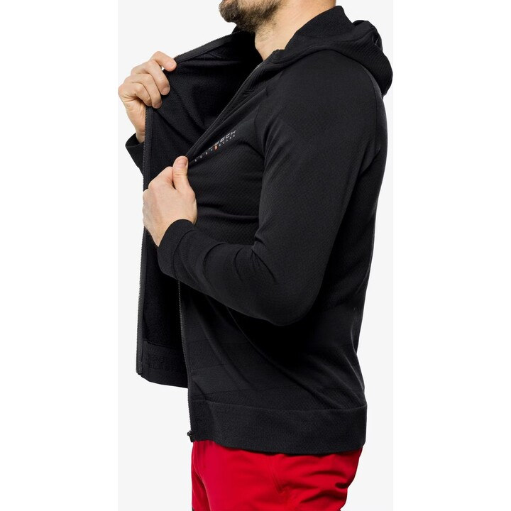 Sudadera térmica con capucha «Brubeck Thermo Wool» de Pustelnik para hombre, negra, talla L