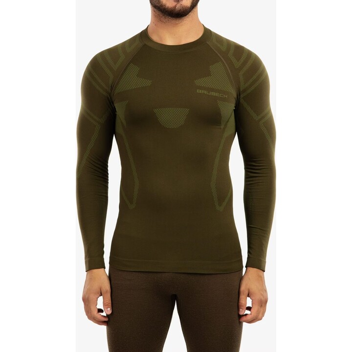 Camisa térmica de manga larga para hombre Brubeck Ranger Protect, color caqui, talla S