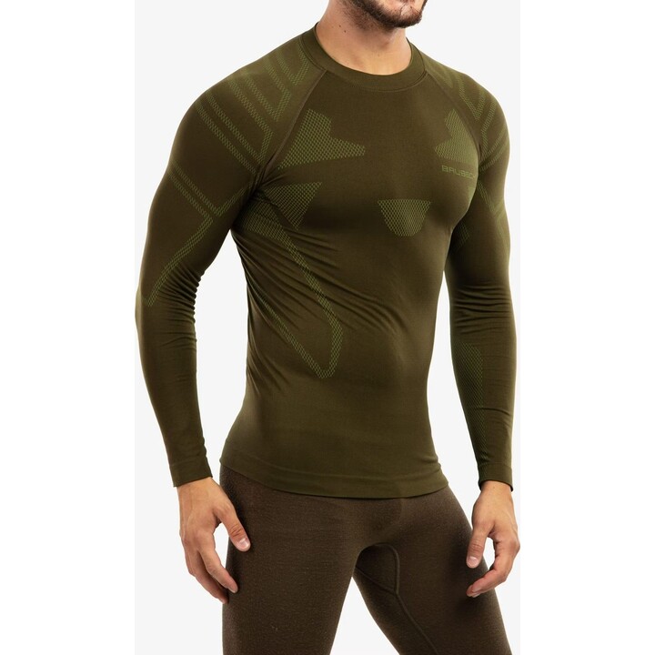 Camisa térmica de manga larga para hombre Brubeck Ranger Protect, color caqui, talla S