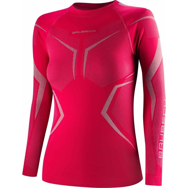 Camiseta térmica de manga larga para mujer Brubeck Dry LS 727861, frambuesa/gris, talla S