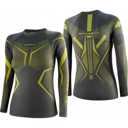 Brubeck Dry LS 727830 : t-shirt thermique à manches longues pour femme, gris/citron vert, taille S