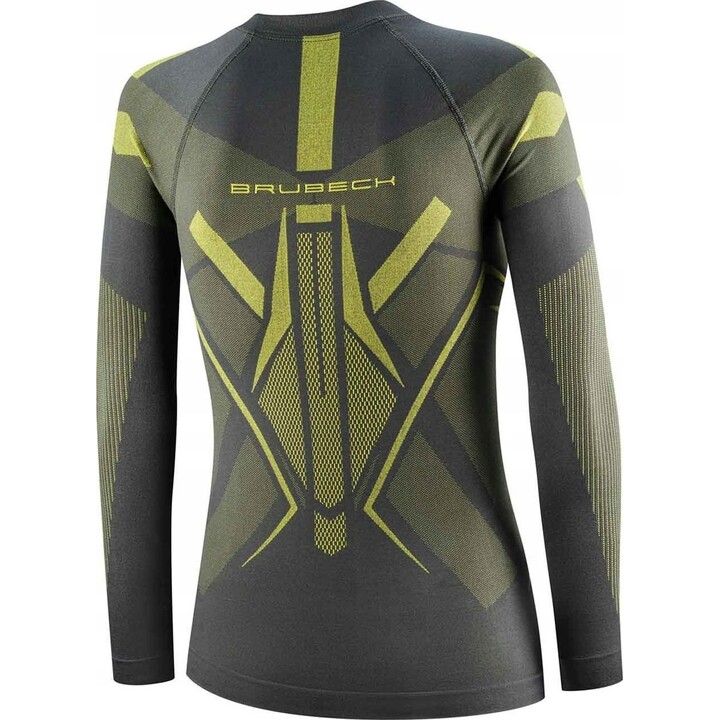 Camiseta térmica de manga larga para mujer Brubeck Dry LS 727830, gris/lima, talla S