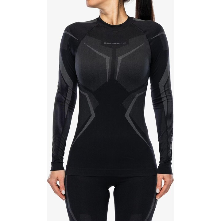 Brubeck Dry LS 727821 Womens Long-Sleeve Thermal Shirt, Black/Graphite, M