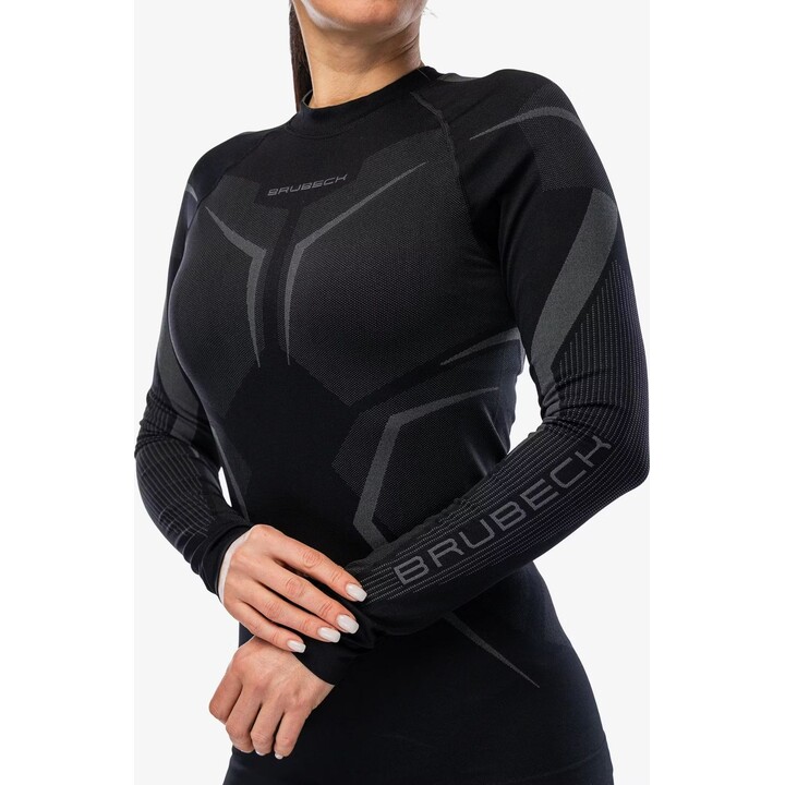 Camiseta térmica de manga larga para mujer Brubeck Dry LS 727821, negro/grafito, M