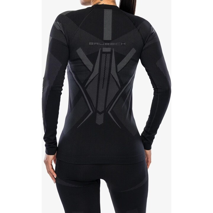 Brubeck Dry LS 727821 Womens Long-Sleeve Thermal Shirt, Black/Graphite, M