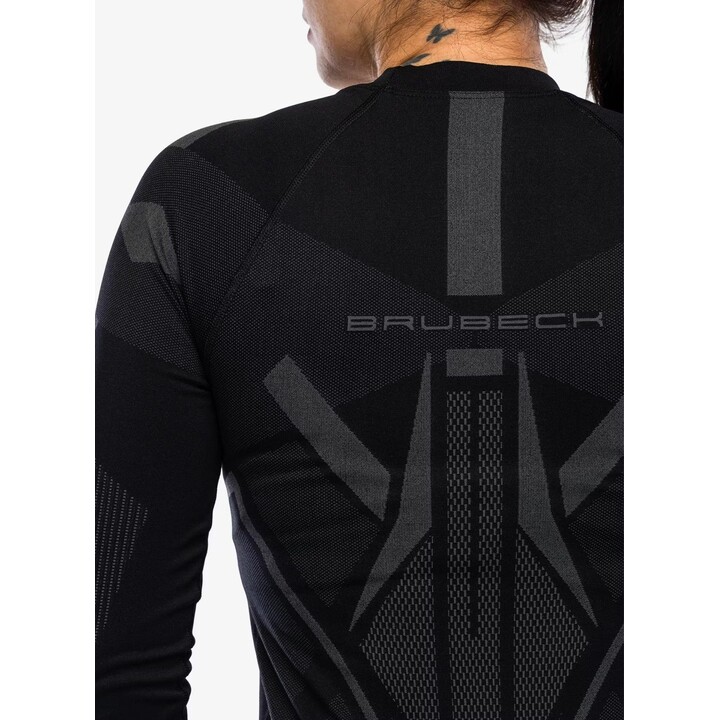 Camisa térmica de manga comprida para mulher Brubeck Dry LS 727821, Preto/Grafite, M