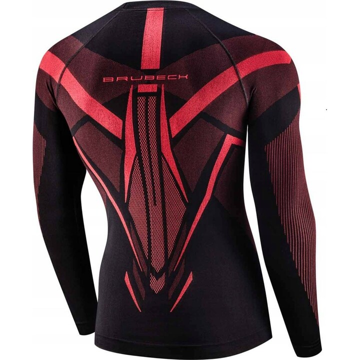Camisa termoactiva de manga larga para hombre Brubeck Dry LS 727836, negra/roja, talla L