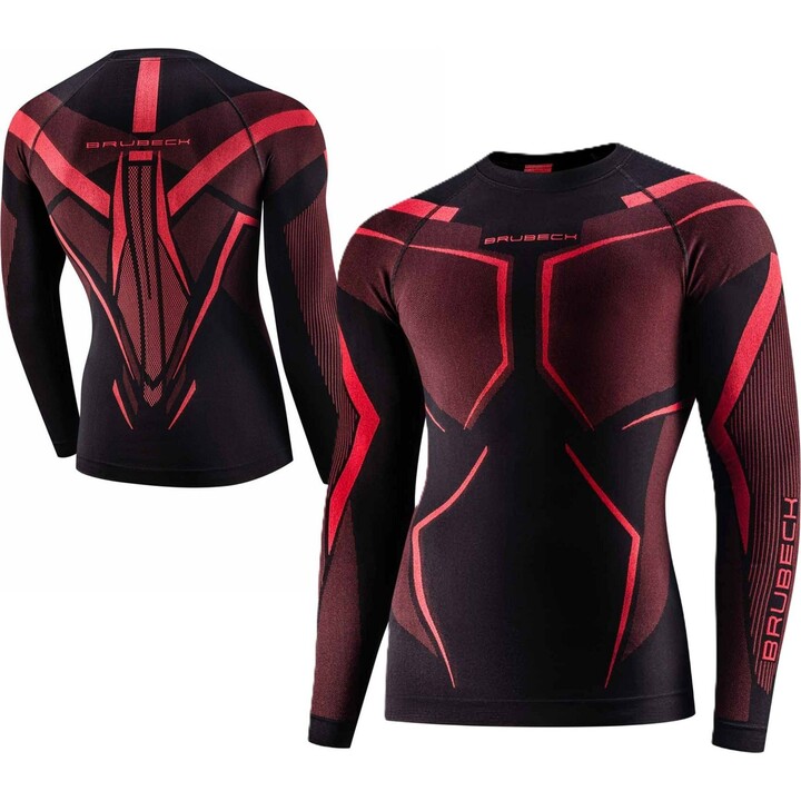 Camisa termoactiva de manga larga para hombre Brubeck Dry LS 727868, negra/roja, XL