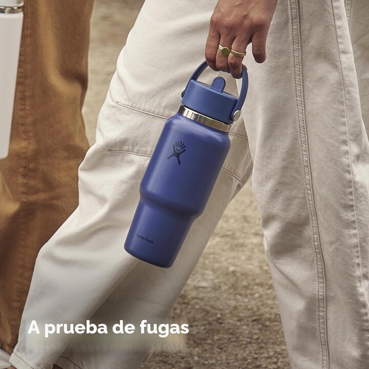 Botella de viaje Hydro Flask 727335 con tapón para pajita ancha, 946 ml (32 oz), azul Capri