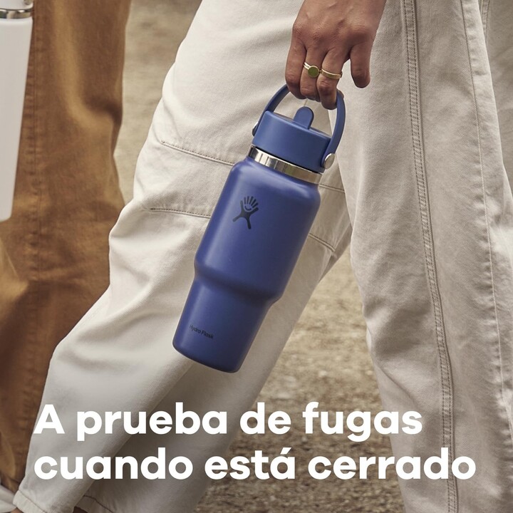 Botella de viaje Hydro Flask 727335 con tapón para pajita ancha, 946 ml (32 oz), azul Capri