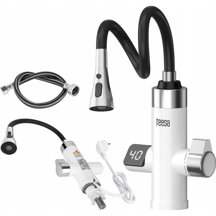 Grifo de cocina con calentador de agua instantáneo Teesa TSA4112 con caño flexible