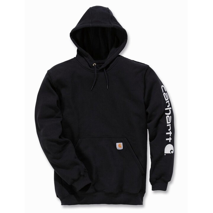 Felpa nera con cappuccio e logo Carhartt