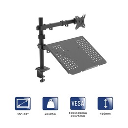 Akyga AK-MB-04 Desktop Mount for Monitor and Laptop, Adjustable Arm, 10 kg, VESA 75x75 mm / 100x100 mm, 15-32".