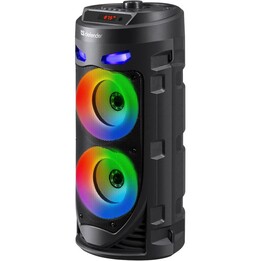 Altavoz Bluetooth Defender CRASHBOOM de 16 W MP3/FM/SD/USB/AUX/TWS/LED/MIC/LCD KARAOKE negro + micrófono + control remoto