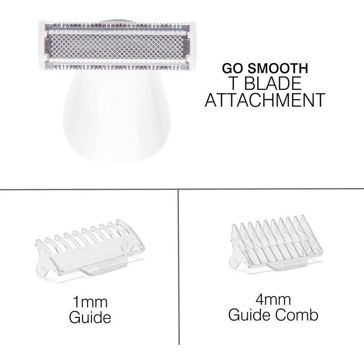 Rio SHTR-EU/1.3 Go Smooth Rasoio da donna 4 in 1 e rifinitore per zona bikini, bianco