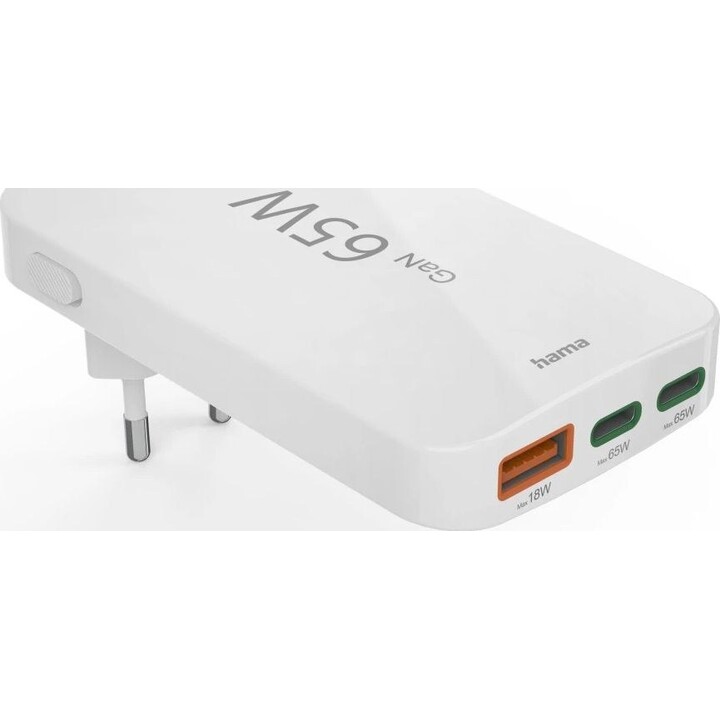 Hama 00125144 Ladegerät 65W GaN PD QC 2× USB-C 1× USB-A