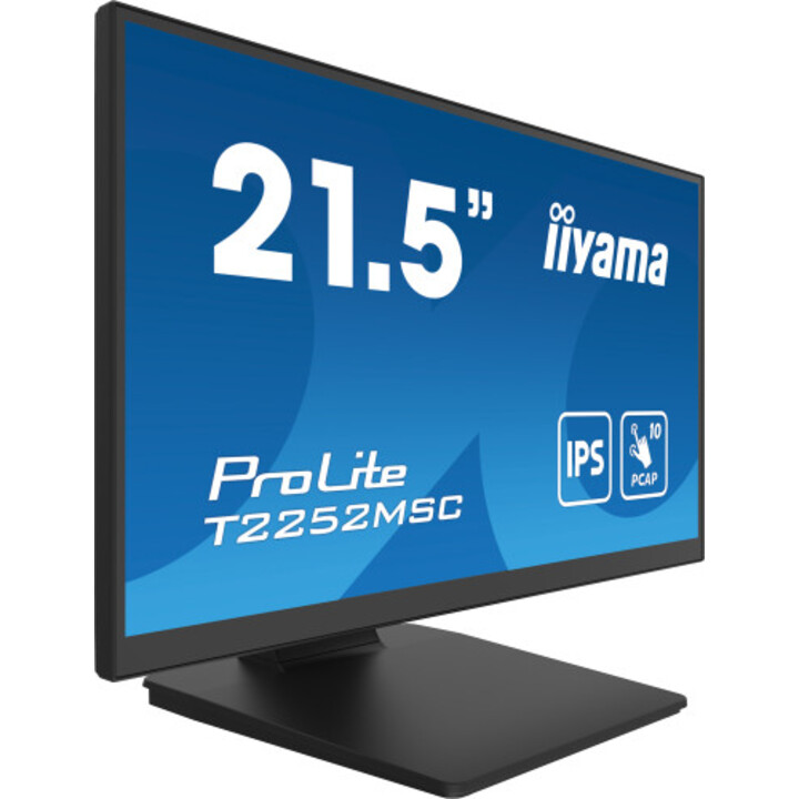 Moniteur tactile Iiyama 21,5" PCAP 10P (T2252MSC-B2) IPS, 1920 x 1080, 250 cd/m², contraste 1000:1, HDMI, DP, 5 ms
