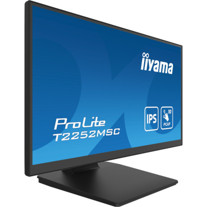 Moniteur tactile Iiyama 21,5" PCAP 10P (T2252MSC-B2) IPS, 1920 x 1080, 250 cd/m², contraste 1000:1, HDMI, DP, 5 ms
