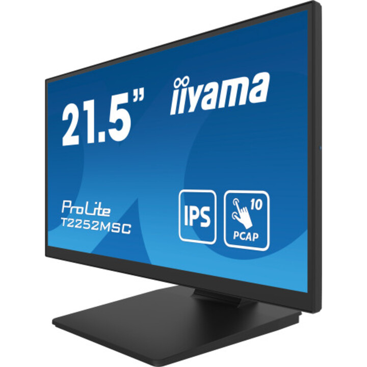 Moniteur tactile Iiyama 21,5" PCAP 10P (T2252MSC-B2) IPS, 1920 x 1080, 250 cd/m², contraste 1000:1, HDMI, DP, 5 ms