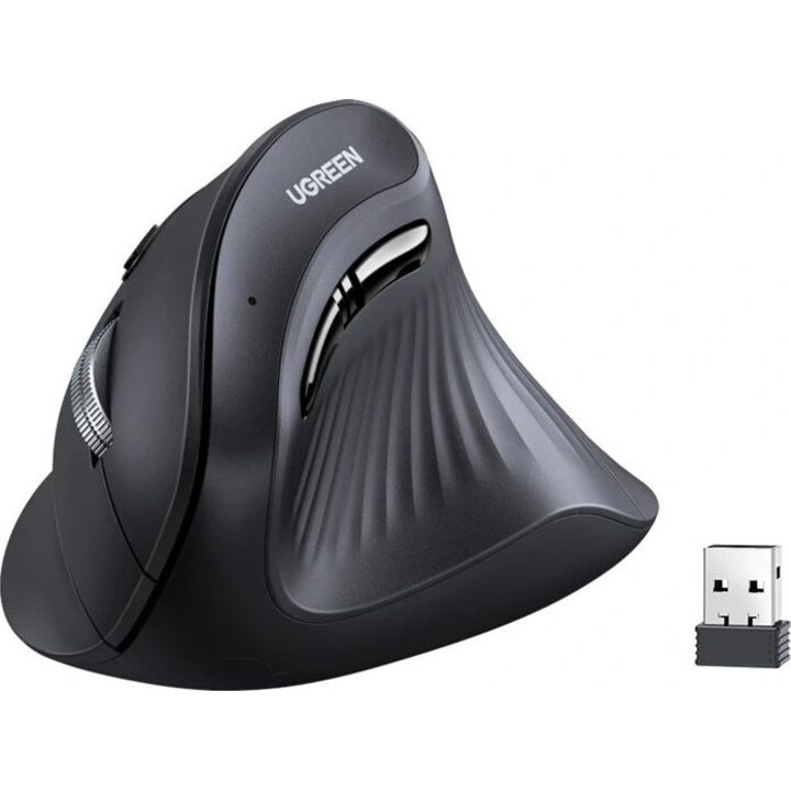 UGREEN MU008 2.4G Bluetooth 5.0 Vertical Wireless Optical Mouse - Black