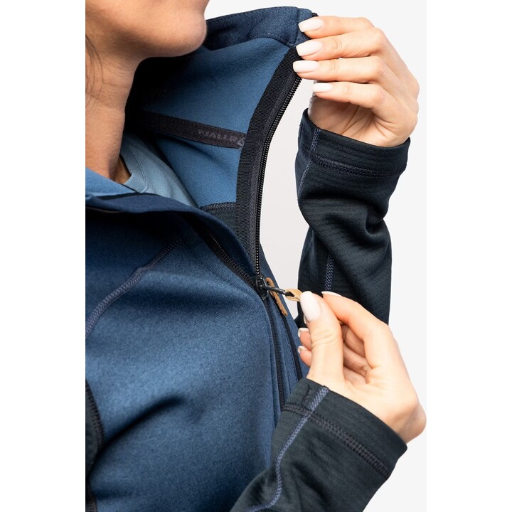 Chaqueta polar Fjällräven Abisko Trail para mujer, azul marino oscuro/azul índigo
