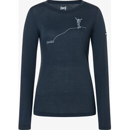 T-shirt à capuche Super.natural Berggluck LS pour femme, couleur Blueberry/Feather Grey, taille M