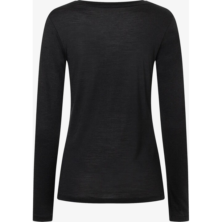 Camiseta con capucha Super.natural Berggluck LS para mujer, color negro azabache/gris pluma, talla M