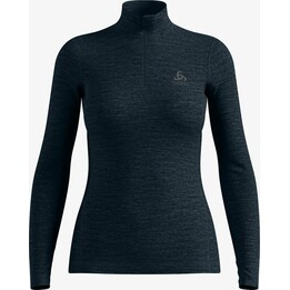 Odlo Merino 200 BL Top Damen Rollkragenpullover mit langem Arm und halbem Reißverschluss, Farbe: Dark Sapphire, Größe: M