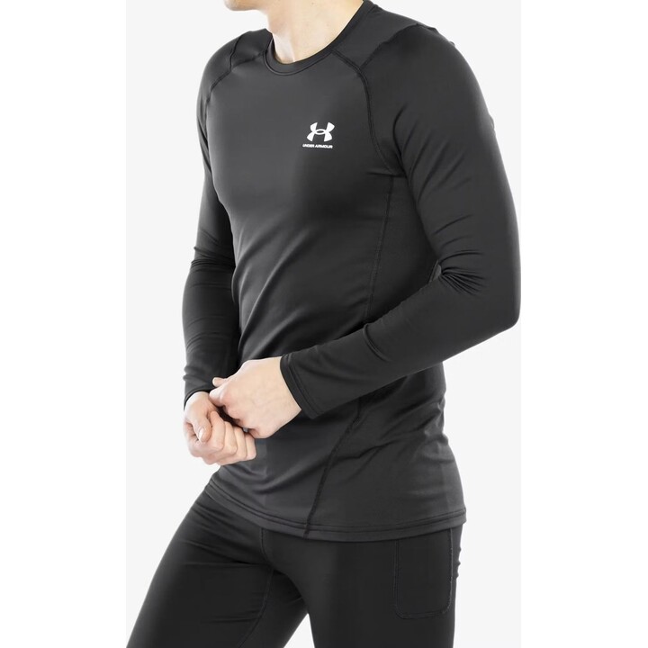 Camiseta de manga larga ajustada Under Armour ColdGear Armour, negro/blanco