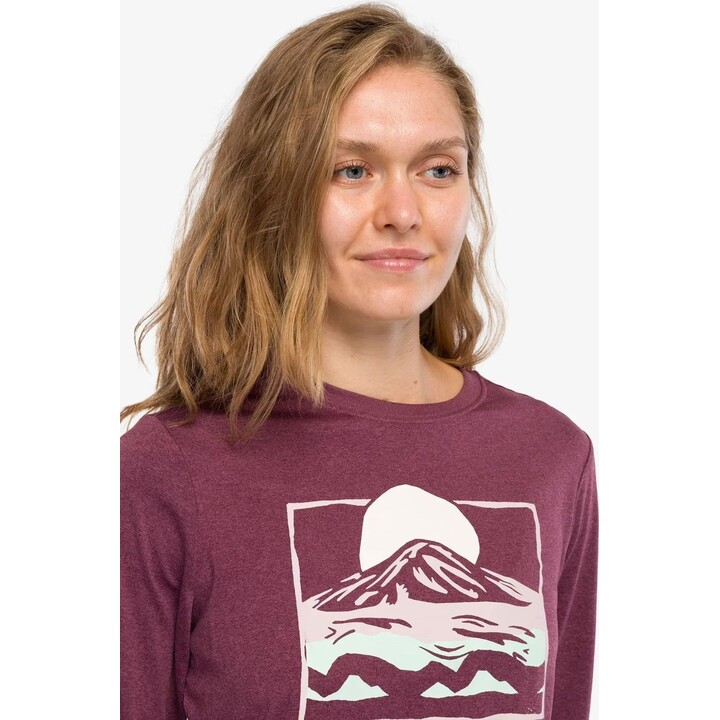 Camisa feminina de manga comprida com estampado da Columbia Parsons Point, cor Old Mauve Hthr/All Terrain, tamanho M