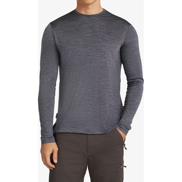 Camiseta de manga larga Icebreaker Merino 125 Cool-Lite Sphere III, color azul marino oscuro jaspeado, talla L