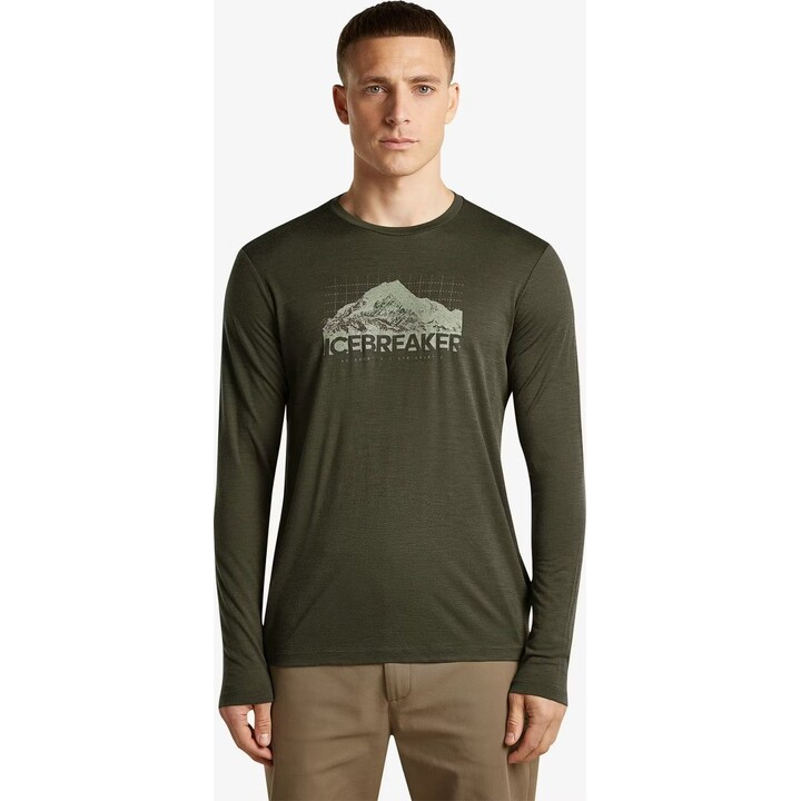 Camiseta de manga larga Icebreaker Merino 150 Tech Lite Aoraki Explorer, color loden oscuro, talla M