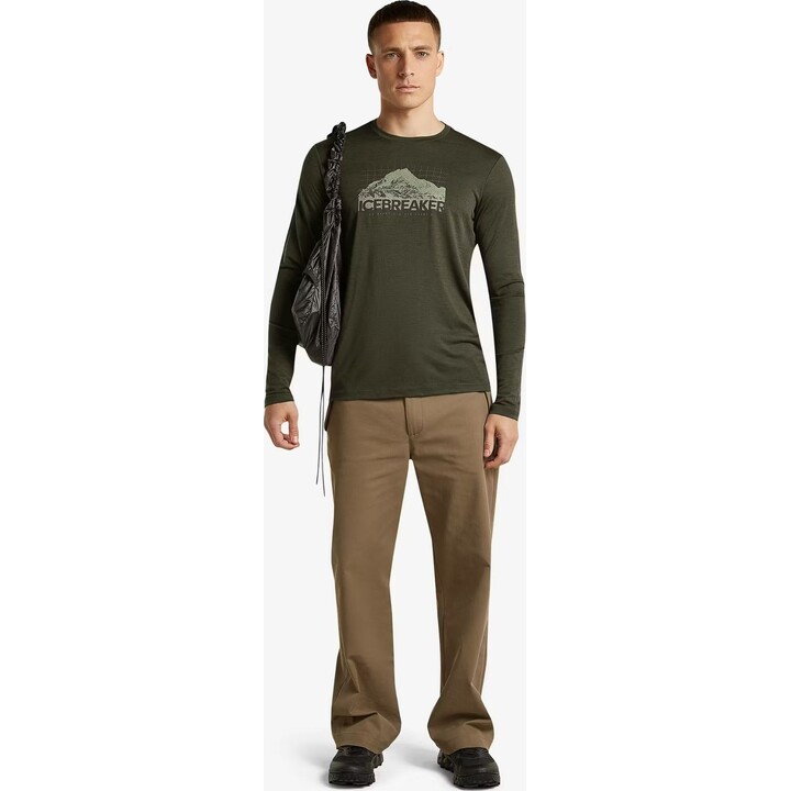 Camiseta de manga larga Icebreaker Merino 150 Tech Lite Aoraki Explorer, color loden oscuro, talla M