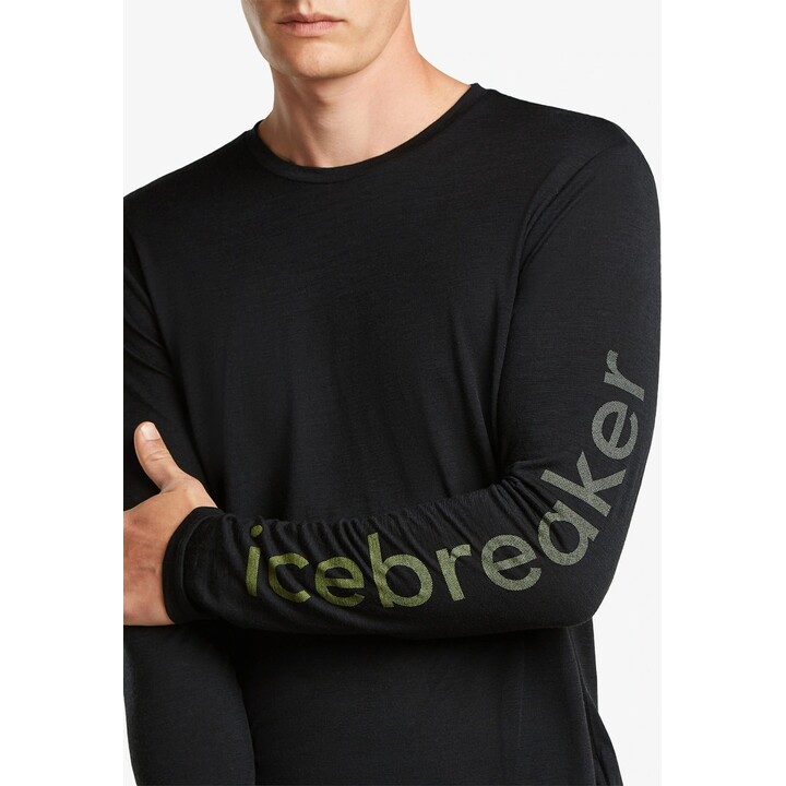 Camiseta de manga larga Icebreaker Merino 150 Tech Lite LS IB Vertical, negra, talla L