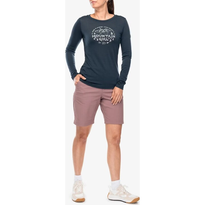 Camiseta de manga larga para mujer «Super.natural Mountain Girl», color arándano/piedra blanca, talla S