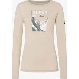 Camiseta de manga larga para mujer Super.natural Alpes LS, color W.Pepper/Eucalyptus/F.White, talla M
