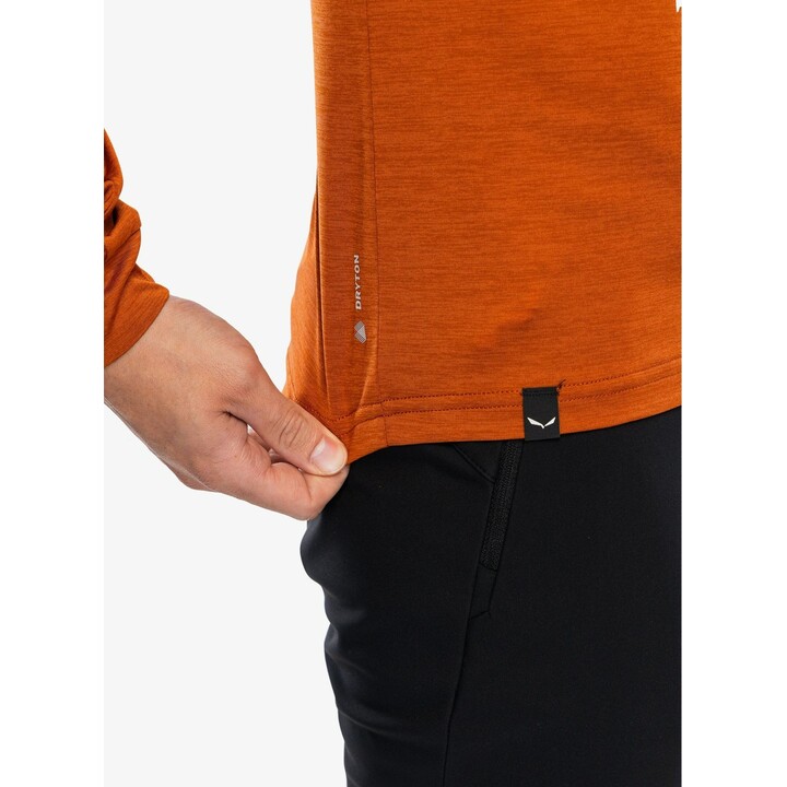 T-shirt à manches longues Salewa Puez Melange Dry, couleur Bombay Brown Melange, taille M